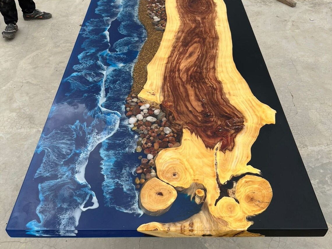 Ocean Waves Epoxy Dining Table, Resin Sofa Center Table Top ...