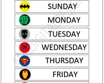 Superhero Days of the Week