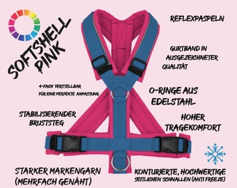 Shoulder Harness for Dogs, Y-Style, Quality SOFTSHELL harness padded, color combinations, Wellness for your dog, Dogharness, adjustable