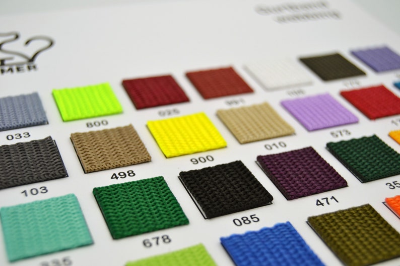 Color chart for webbing Sample chart for dog leashes, dog and cat harnesses and collars for the dog image 1