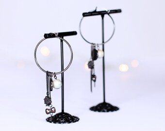 Black Hoop Earrings - vintage/gothic/handmade/gifts for her/Unique/Boho/Women's Earrings