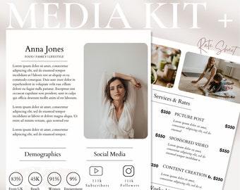 Influencer Media Kit | Rate Card Template | Media Kit Template | Engagement Instagram | Affiliate Marketing | Lifestyle | Blogger | Food