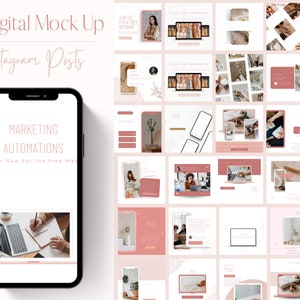 Mockups Instagram Post |Engagement Instagram | Product Instagram Posts | Canva Templates | Social Media Influencer | Pink Feed