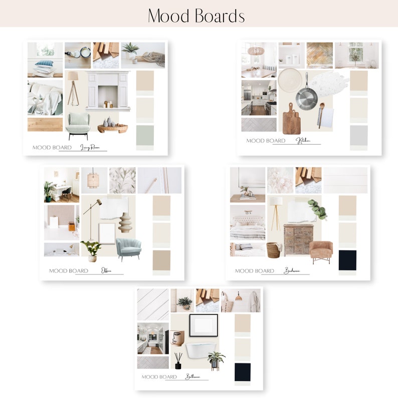 Interior Design Bundle Mood Board Templates Marketing Small Business ...