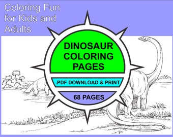 Dinosaurussen / Kleurplaten / Deel 1 / Leuk voor kinderen en volwassenen / PDF downloaden en afdrukken / Verjaardagsfeestje-activiteit