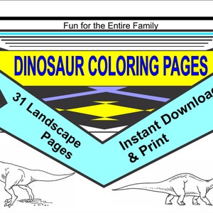 Dinosaurs / Coloring Pages / Vol. 2 / Fun for the Entire Family / Instant PDF Download and Print