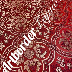 Simple metallized brocade 180cm. width / Simple fabric / Liturgical vestment / Priest brocade