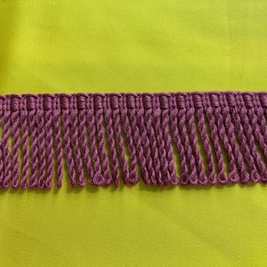 Thick rayon fringe 7cm. Light bordeaux colour / Bullion twisted fringe trim 7cm./ 2.75 inches height