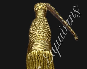 Gold / Dunkelgold Metallic Draht einfach und mit großen Barren handgefertigte Quasten 20 cm.
