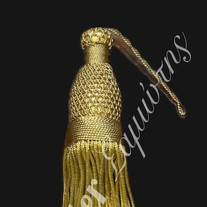 Gold / Dark gold Metallic wire simple and with big bullion handmade tassels 20cm.