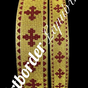 Greek metallic galloon , Church liturgical galloon , Jacquard ribbon , Jacquard metallic trim , Galloon for vestments