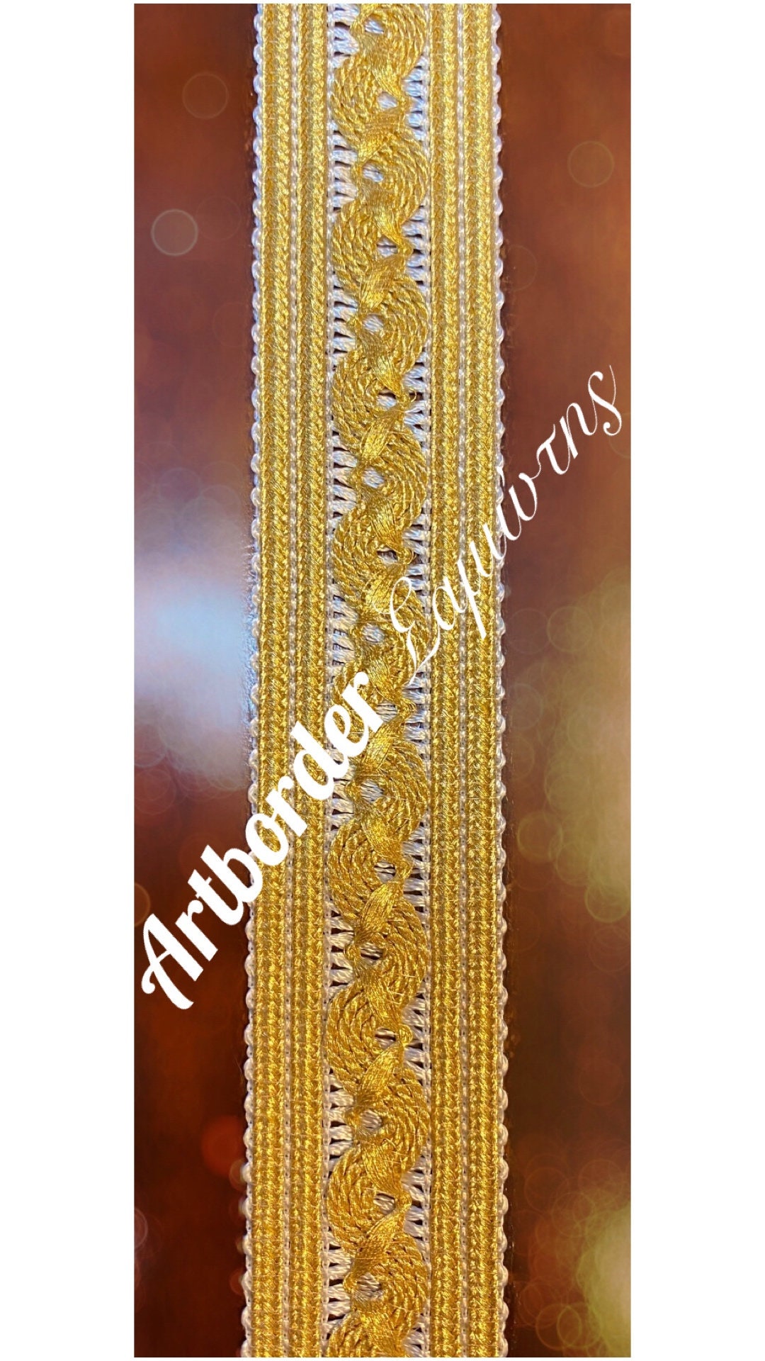 Greek Luxury Metallic Galloon - Ribbon, Design - Wave, 3.5cm Width ...
