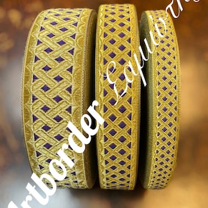 Greek metallic galloon , Church liturgical galloon , Jacquard ribbon , Jacquard metallic trim , Galloon for vestments