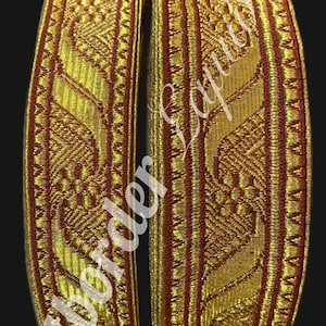 French type &quot;Margarita&quot; design Gold metallic galloon , Church liturgical galloon , Jacquard ribbon , Jacquard metallic trim