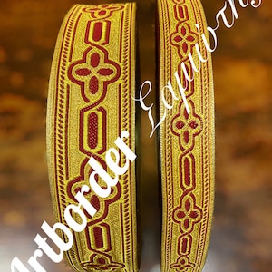 Greek metallic galloon , Church liturgical galloon , Jacquard ribbon , Jacquard metallic trim , Galloon for vestments