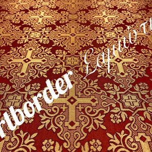 Metallic brocade 180cm. / Design of the Ecumenical Patriarchate / Metallic fabric / Liturgical vestment / Priest brocade / Crosses pattern