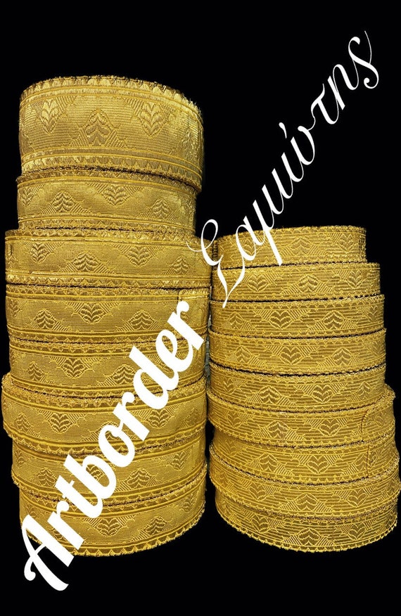 French type Gold metallic galloon , Church liturgical galloon , Jacquard ribbon , Jacquard metallic trim , Galloon for vestments