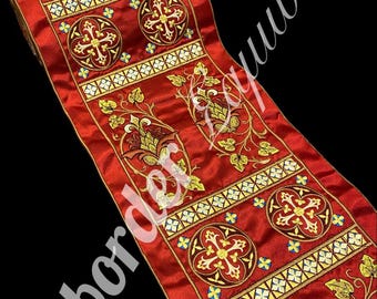 Embroidered galloon 5 meters roll , Embroidered ribbons , Decorative ribbons , Liturgical galons , Vestment ribbons , 5 meters roll