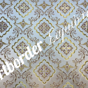 Metallic brocade 180cm. / Metallic fabric / Liturgical vestment / Priest brocade / Angels pattern