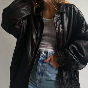 Women 90's Fashion Leather Jacket Vintage Leather - Etsy