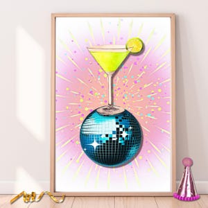 Margarita Cocktail Print, AI Generated, Retro Cocktail Print, Fun Kitchen Wall Art, Trendy Bar Cart Poster, Budget Gift, DIGITAL DOWNLOAD