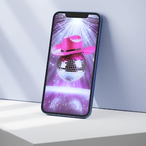 Disco Pink Cowboy Hat Smart Phone Background, Budget Friendly Diy Gift Idea, Retro Western Trendy Phone Aesthetic, DIGITAL DOWNLOAD