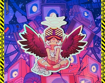 VR Angel Holographic Sticker