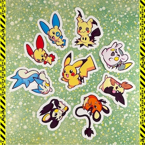 Pikachu Clones Easy Peel Waterproof Vinyl Stickers