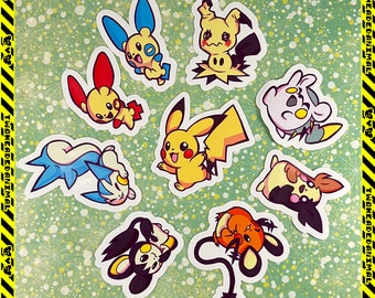 Pikachu Clones Easy Peel Waterproof Vinyl Stickers