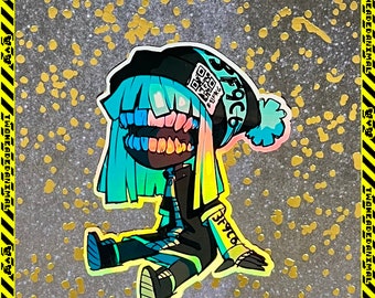 Teefa the Tooth Girl Weirdcore Holographic Sticker