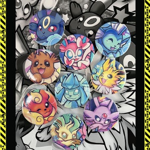 Eeveelutions Buttons - Plastic Backs