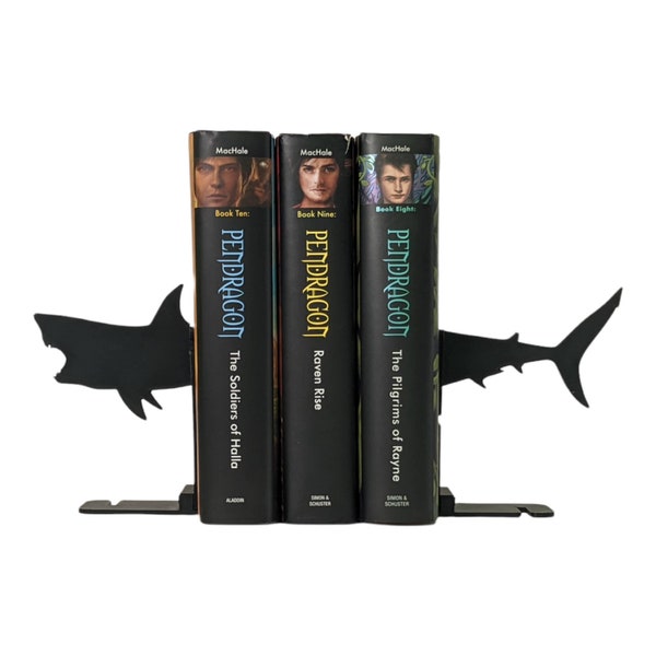 Shark Open Jaws Silhouette Minimalist Decorative Lightweight Bookends