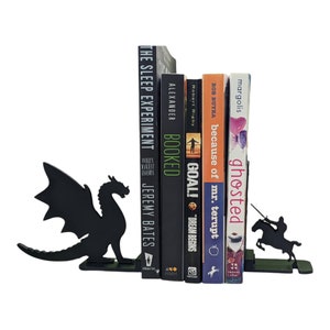 Dragon and Knight Silhouette Minimalist Decorative Lightweight Bookends