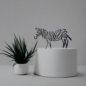 Minimalist Zebra Sculpture: Matte Black Home Decor Ornament
