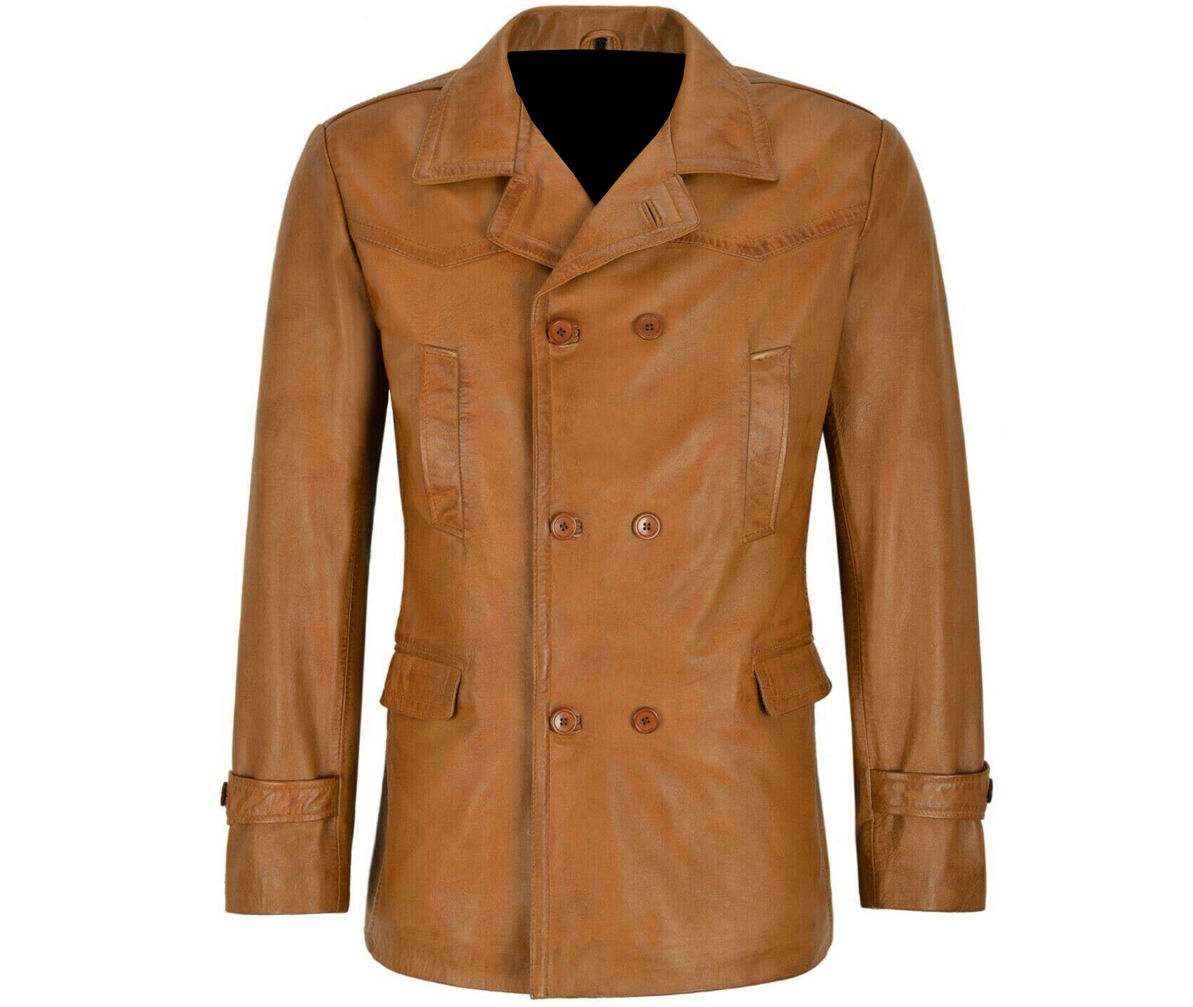 mens leather peacoat