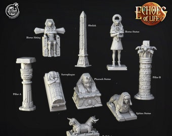 Egyptisch terrein: oude beelden, RPG-miniaturen voor D&D