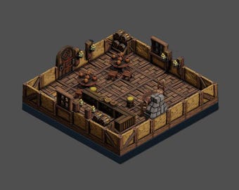 Basic Tavern - Tabletop Roleplaying Game - 3D Printed Miniatures - Durable Pla Filament - Unpainted Tabletop Terrain
