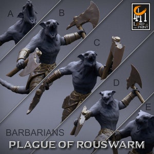 Rat Barbarians | RPG Miniature for Dungeons and Dragons|Pathfinder|Tabletop Wargaming | Humanoid Miniature | Rescale Miniatures