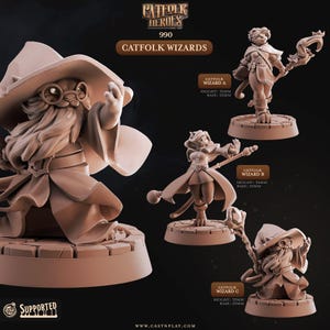 Catfolk Wizards | RPG Miniature for Dungeons and Dragons|Pathfinder|Tabletop Wargaming | Catfolk Miniature | Cast N Play