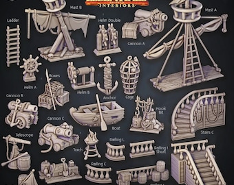 Verstrooid terrein piratenschip: RPG-miniaturen voor D&D, Pathfinder