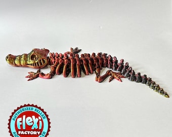 Coccodrillo scheletro articolato / Giocattolo flessibile stampato in 3D / FlexiFactory