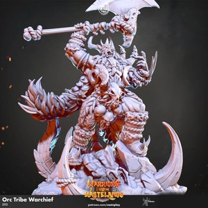 Orc Tribe Warchief Miniature: 95mm RPG Warrior for D&D | Pathfinder
