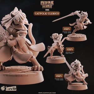 Catfolk Clerics | RPG Miniature for Dungeons and Dragons|Pathfinder|Tabletop Wargaming | Catfolk Miniature | Cast N Play