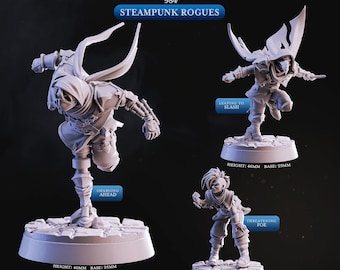 Steampunk Rogue Miniature: 32mm Tabletop RPG Figure