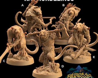Rat Hordelings | RPG Miniature for Dungeons and Dragons|Pathfinder|Tabletop Wargaming | Humanoid Miniature | Dragon Trappers Lodge