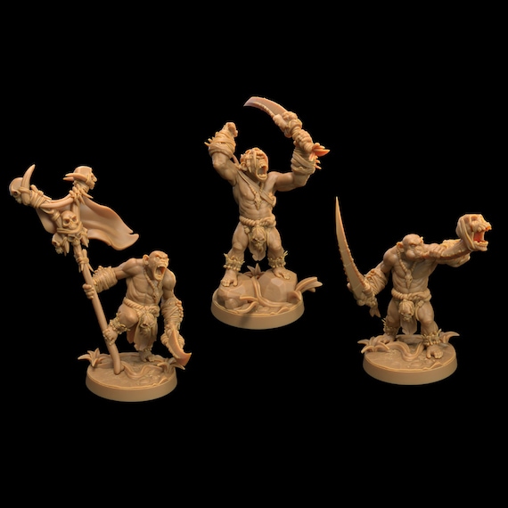 Bobokai Command Group: Ape Miniatures for D&D, Pathfinder