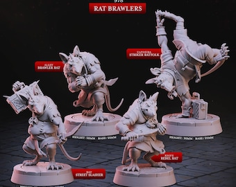 Ratfolk Brawlers Miniature: Dungeons and Dragons RPG, Cast N Play