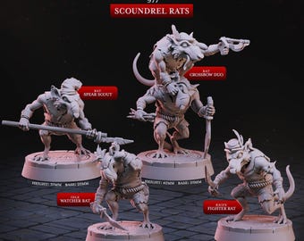 Scoundrel Rats | RPG Miniature for Dungeons and Dragons|Pathfinder|Tabletop Wargaming | Ratfolk Miniature | Cast N Play