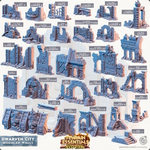 Dwarven City Modular Walls | RPG Miniature for Dungeons and Dragons|Pathfinder|Tabletop | Scatter Terrain | Cast N Play