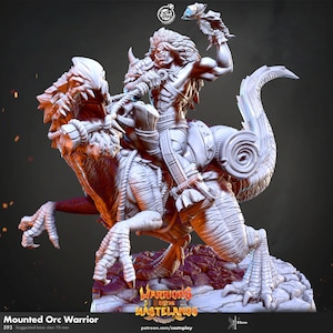 Mounted Orc Warrior Miniature: Dungeons and Dragons, Pathfinder, Tabletop Wargaming